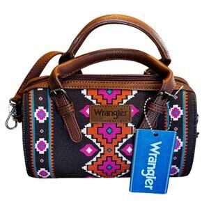 Wrangler Aztec Print Mini Satchel Crossbody Bag Western Boho NWT Vegan Leather